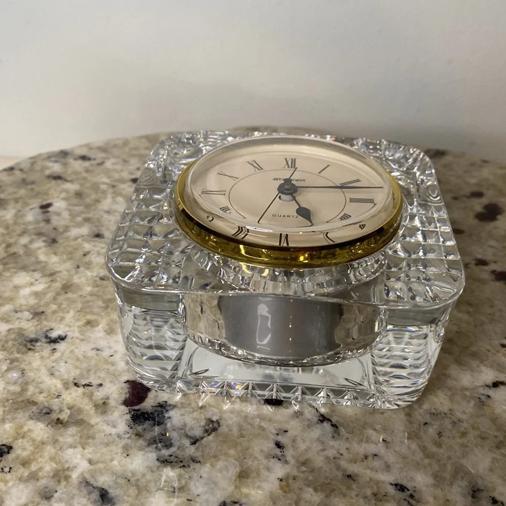 Staiger West Germany Gorgeous Crystal Desk Clock Made in France Unique & Classy